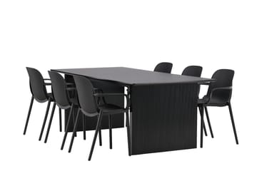 Matgrupp Sicharo  200 cm Rektangulär med 6 Maltio stolar - Svart - Möbler - Bord & matgrupp - Matgrupp