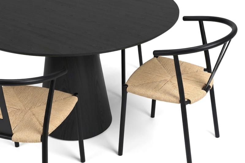 Siena Matgrupp runt 110 cm Svart med 4 Elysia Matstolar - Svart - Möbler - Bord & matgrupp - Matgrupp