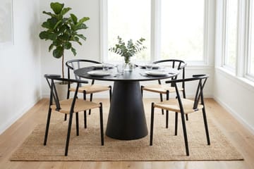 Siena Matgrupp runt 110 cm Svart med 4 Elysia Matstolar - Svart - Möbler - Bord & matgrupp - Matgrupp
