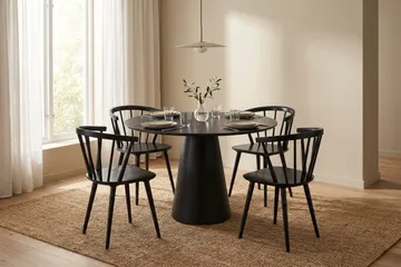 Siena Matgrupp runt 110 cm Svart med 4 Tyrö Matstolar - Svart - Möbler - Bord & matgrupp - Matgrupp