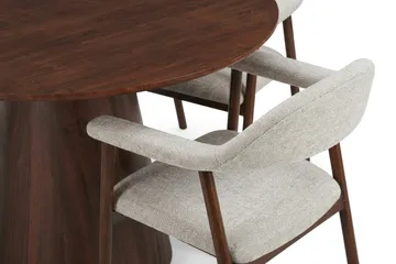 Siena Matgrupp runt 110 cm Valnöt med 4 Ronja Matstolar - Sand/Valnöt - Möbler - Bord & matgrupp - Matgrupp