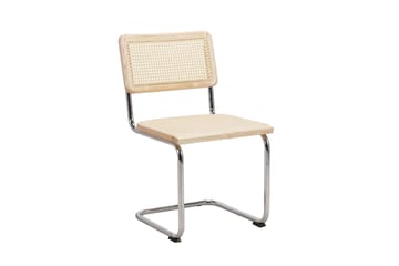 Siena Matgrupp runt 110 cm Vitlaserad med 4 Build Matstolar - Vitlaserad/Natur/krom - Möbler - Bord & matgrupp - Matgrupp