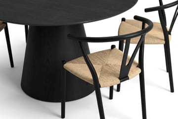 Siena Matgrupp runt 130 cm Svart med 6 Elysia Matstolar - Svart - Möbler - Bord & matgrupp - Matgrupp
