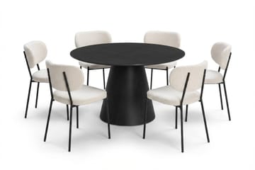 Siena Matgrupp runt 130 cm Svart med 6 Gemmiano Matstolar - Svart - Möbler - Bord & matgrupp - Matgrupp
