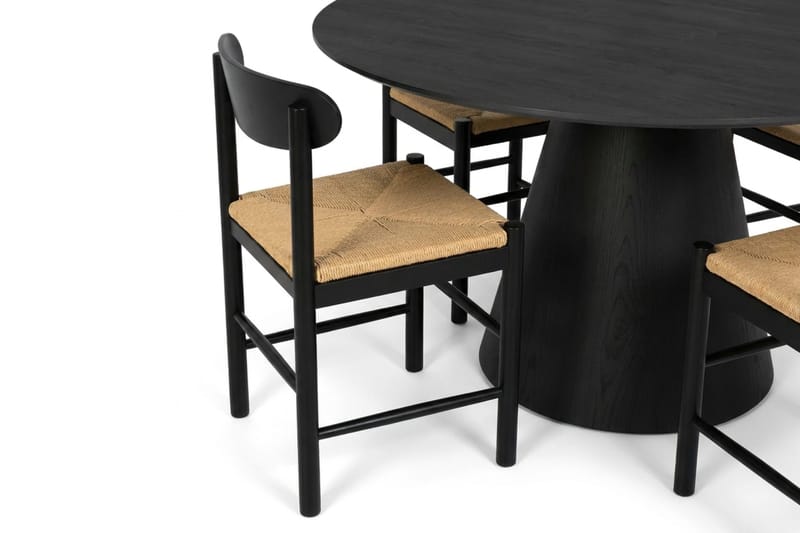 Siena Matgrupp runt 130 cm Svart med 6 Malte Matstolar - Möbler - Bord & matgrupp - Matgrupp