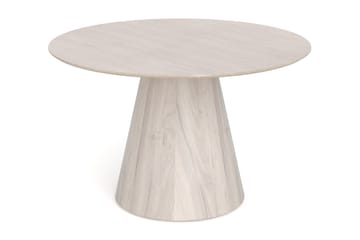 Siena Matgrupp runt 130 cm Vitlaserad med 6 Build Matstolar - Vitlaserad/Natur/krom - Möbler - Bord & matgrupp - Matgrupp