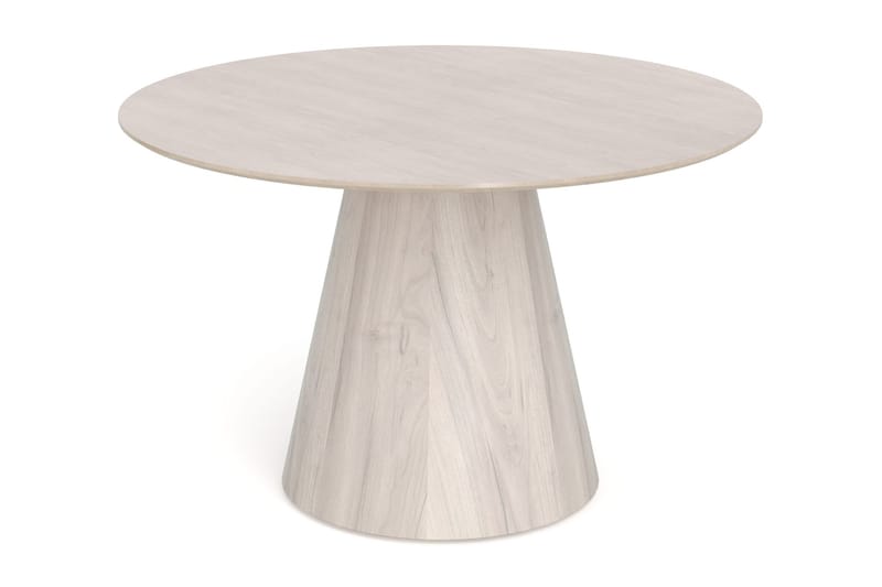 Siena Matgrupp runt 130 cm Vitlaserad med 6 Build Matstolar - Vitlaserad/Natur/krom - Möbler - Bord & matgrupp - Matgrupp