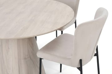 Siena Matgrupp runt 130 cm Vitlaserad med 6 Elsie Matstolar - Vitlaserad/Beige - Möbler - Bord & matgrupp - Matgrupp