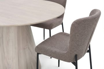 Siena Matgrupp runt 130 cm Vitlaserad med 6 Elsie Matstolar - Vitlaserad/Grå - Möbler - Bord & matgrupp - Matgrupp