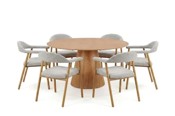 Siena Matgrupp runt 150 cm Ek med 4 Ronja Matstolar - Sand/Ek - Möbler - Bord & matgrupp - Matgrupp