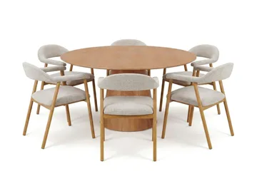 Siena Matgrupp runt 150 cm Ek med 4 Ronja Matstolar - Sand/Ek - Möbler - Bord & matgrupp - Matgrupp