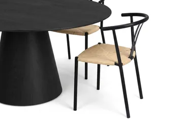 Siena Matgrupp runt 150 cm Svart med 6 Elysia Matstolar - Svart - Möbler - Bord & matgrupp - Matgrupp