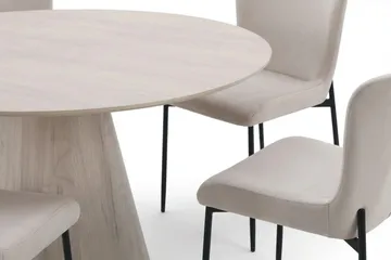 Siena Matgrupp runt 150 cm Vitlaserad med 6 Elsie Matstolar - Vitlaserad/Beige - Möbler - Bord & matgrupp - Matgrupp
