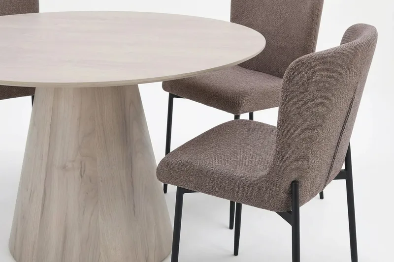 Siena Matgrupp runt 150 cm Vitlaserad med 6 Elsie Matstolar - Vitlaserad/Grå - Möbler - Bord & matgrupp - Matgrupp