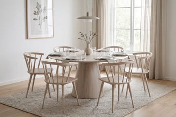 Siena Matgrupp runt 150 cm Vitlaserad med 6 Tyrö Matstolar - Vitlaserad - Möbler - Bord & matgrupp - Matgrupp