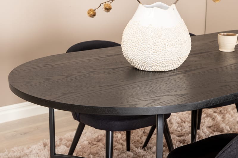 Matgrupp Skaid 200 cm Oval inkl 4 Longreone Stolar - Svart/Grå - Matgrupp