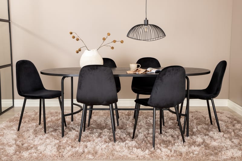 Matgrupp Skaid 200 cm Oval inkl 6 Tommy Stolar - Svart - Matgrupp