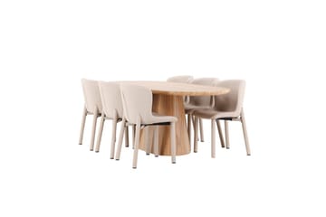 Matgrupp Stjärnö 200x90 cm Natur med 6st Astoria Stolar Beige - Beige - Möbler - Bord & matgrupp - Matgrupp