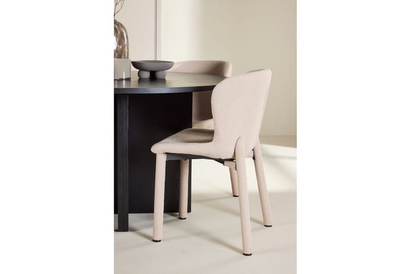 Matgrupp Strada Runt 120/170 cm Svart med Astoria Stolar 4 st, Beige - 4 st, Beige - Möbler - Bord & matgrupp - Matgrupp