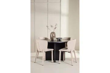 Matgrupp Strada Runt 120/170 cm Svart med Astoria Stolar 4 st, Beige - 4 st, Beige - Möbler - Bord & matgrupp - Matgrupp