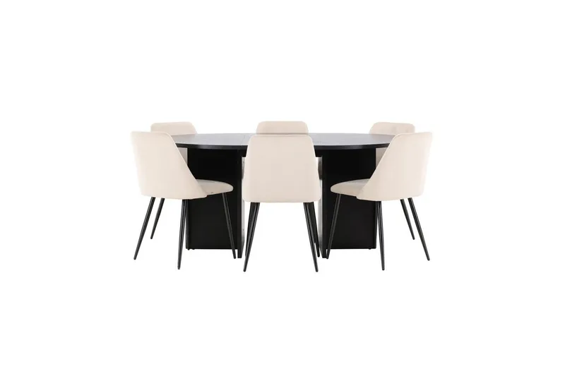 Matgrupp Strada Runt 120/170 cm Svart med Night Stolar 6 st, 6 st