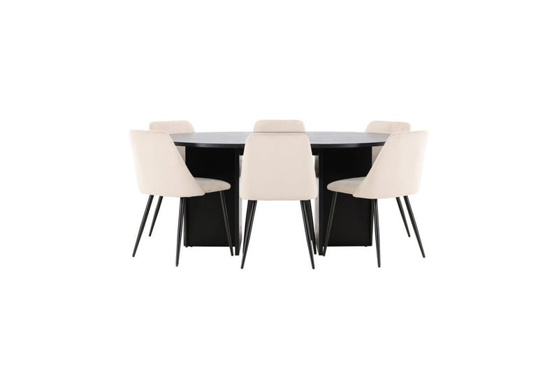 Matgrupp Strada Runt 120/170 cm Svart med Night Stolar 6 st, 6 st