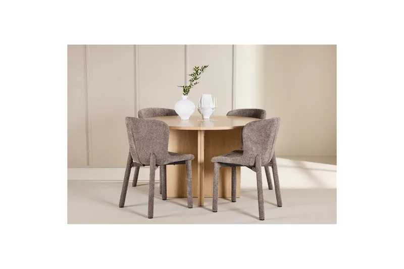 Matgrupp Strada Runt 120/170 cm Vit med Astoria Stolar 4 st, Brun - 4 st, Brun - Möbler - Bord & matgrupp - Matgrupp