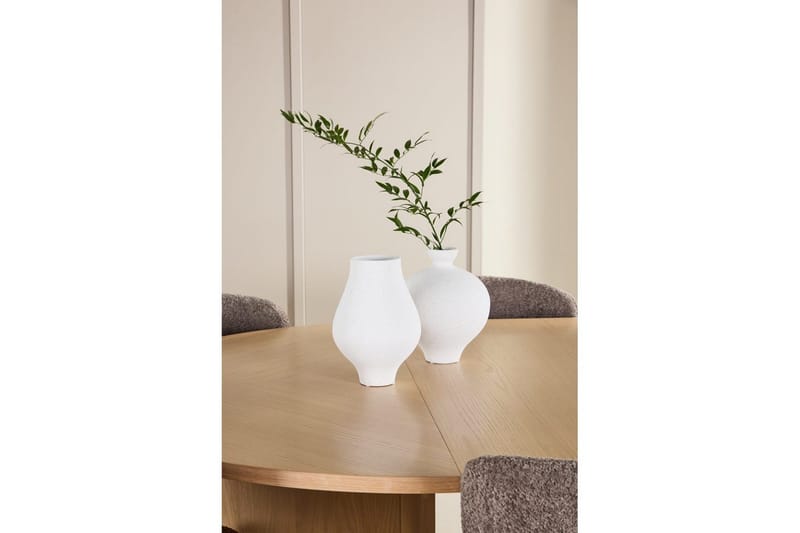 Matgrupp Strada Runt 120/170 cm Vit med Astoria Stolar 6 st, Brun - 6 st, Brun - Möbler - Bord & matgrupp - Matgrupp