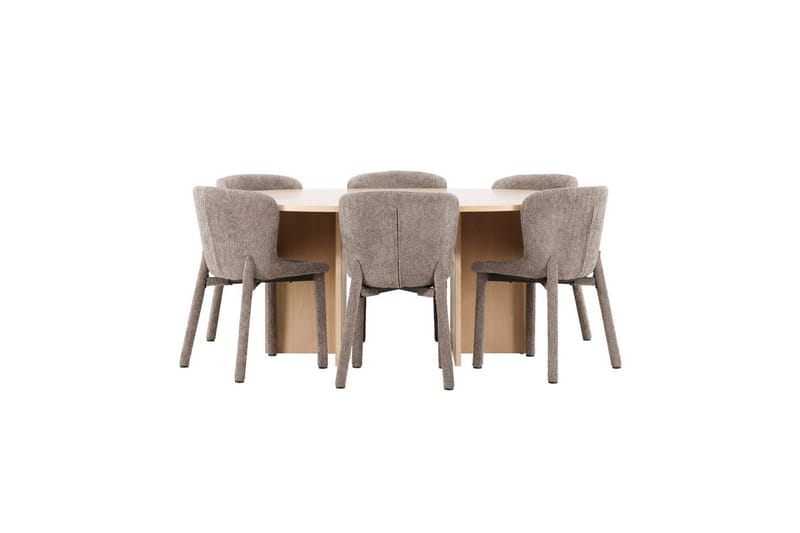 Matgrupp Strada Runt 120/170 cm Vit med Astoria Stolar 6 st, Brun, 6 st, Brun