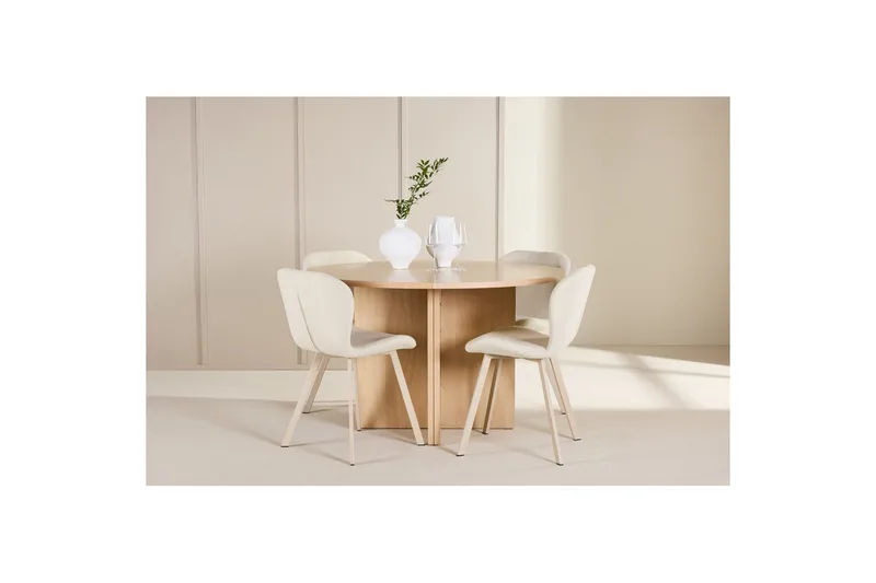 Matgrupp Strada Runt 120/170 cm Vit med Lilja Stolar 4 st - 4 st - Möbler - Bord & matgrupp - Matgrupp