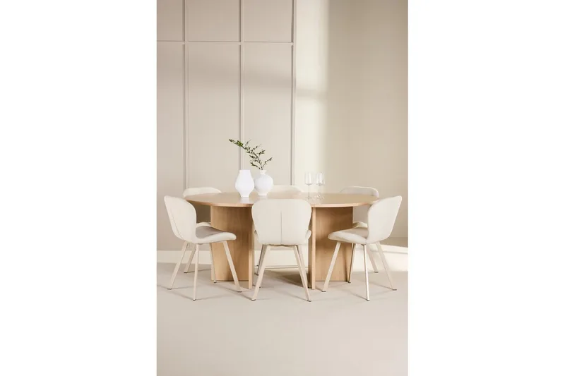 Matgrupp Strada Runt 120/170 cm Vit med Lilja Stolar 6 st - 6 st - Möbler - Bord & matgrupp - Matgrupp