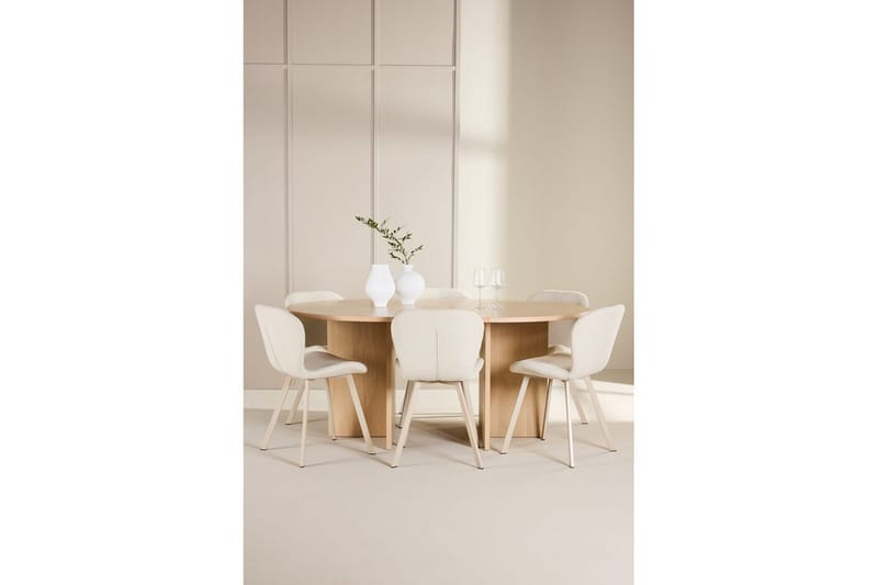 Matgrupp Strada Runt 120/170 cm Vit med Lilja Stolar 6 st - 6 st - Möbler - Bord & matgrupp - Matgrupp
