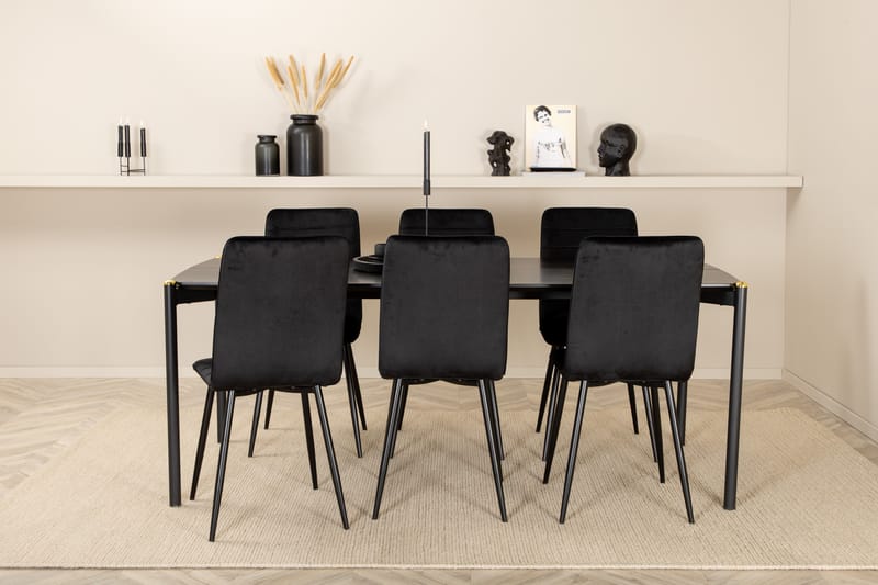 Matgrupp Trym 190 cm inkl 6 Donmon Stolar - Svart - Matgrupp
