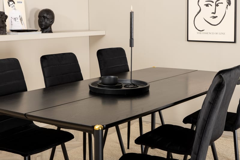 Matgrupp Trym 190 cm inkl 6 Donmon Stolar - Svart - Matgrupp