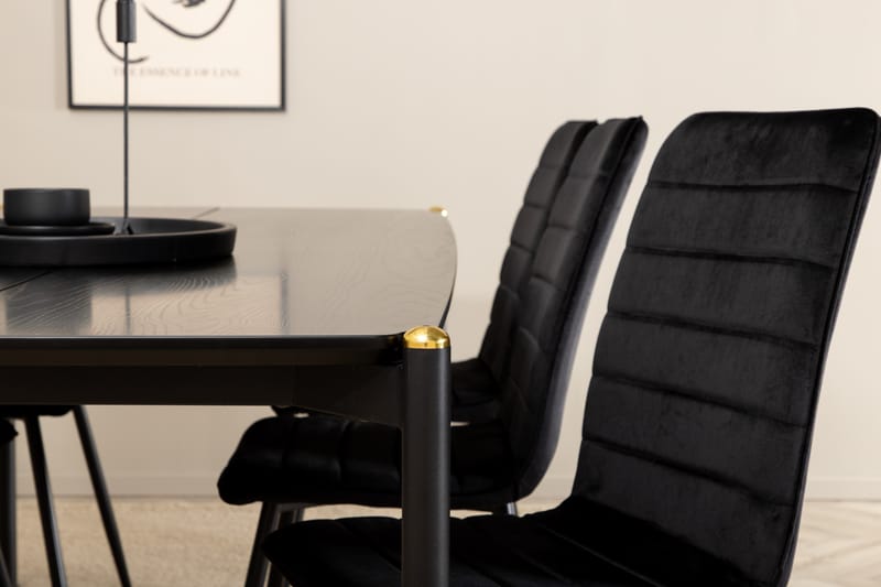Matgrupp Trym 190 cm inkl 6 Donmon Stolar - Svart - Matgrupp