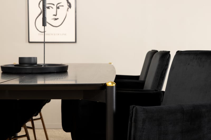 Matgrupp Trym 190 cm inkl 6 Pipaon Stolar - Svart/Koppar - Matgrupp