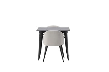 Matgrupp Tudera  80 cm Rektangulär med 2 Longreone stolar - Svart - Möbler - Bord & matgrupp - Matgrupp
