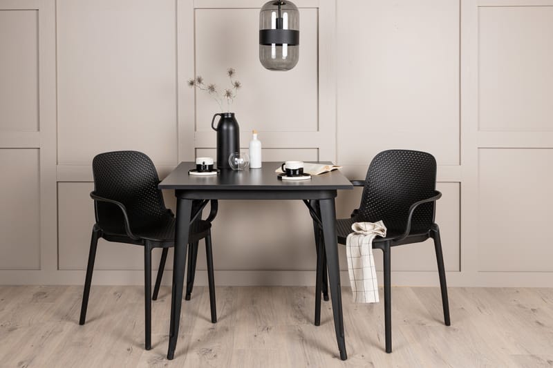 Matgrupp Tudera  80 cm Rektangulär med 2 Maltio stolar - Svart - Möbler - Bord & matgrupp - Matgrupp