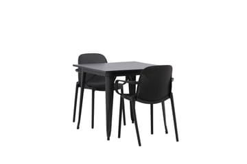 Matgrupp Tudera  80 cm Rektangulär med 2 Maltio stolar - Svart - Möbler - Bord & matgrupp - Matgrupp