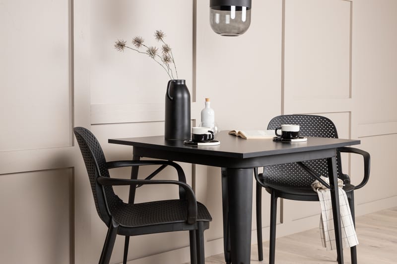 Matgrupp Tudera  80 cm Rektangulär med 2 Maltio stolar - Svart - Möbler - Bord & matgrupp - Matgrupp