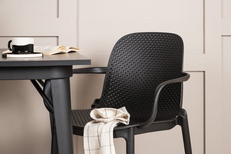 Matgrupp Tudera  80 cm Rektangulär med 2 Maltio stolar - Svart - Möbler - Bord & matgrupp - Matgrupp