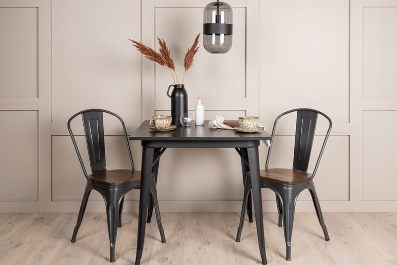 Matgrupp Tudera  80 cm Rektangulär med 2 Mavlo stolar - Mörkgrå - Möbler - Bord & matgrupp - Matgrupp