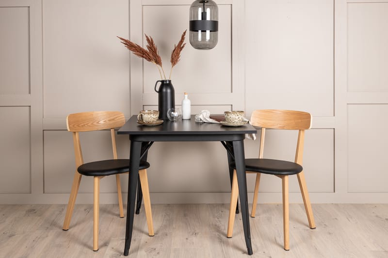 Matgrupp Tudera  80 cm Rektangulär med 2 Sanjos stolar - Svart - Möbler - Bord & matgrupp - Matgrupp