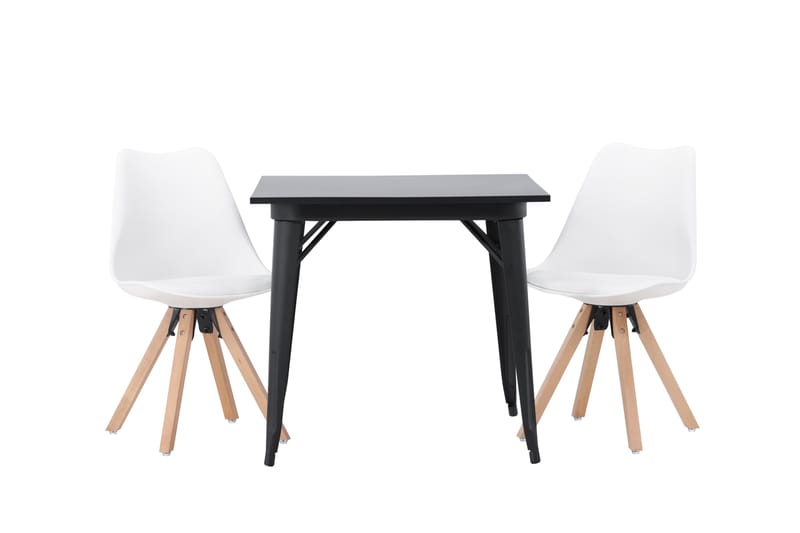 Matgrupp Tudera  80 cm Rektangulär med 2 Zeno stolar, Svart