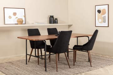 Unos Matgrupp 200 cm inkl 4 Campomar Stolar - Valnötsbrun/Svart - Möbler - Bord & matgrupp - Matgrupp