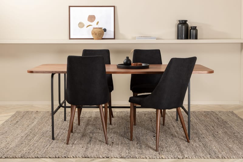Unos Matgrupp 200 cm inkl 4 Campomar Stolar - Valnötsbrun/Svart - Möbler - Bord & matgrupp - Matgrupp