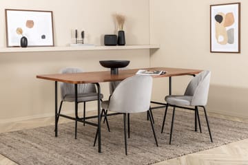 Unos Matgrupp 200 cm inkl 4 Foyos Stolar - Valnötsbrun/Svart/Grå - Möbler - Bord & matgrupp - Matgrupp