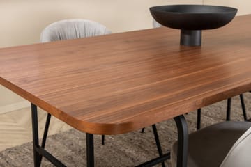 Unos Matgrupp 200 cm inkl 4 Foyos Stolar - Valnötsbrun/Svart/Grå - Möbler - Bord & matgrupp - Matgrupp