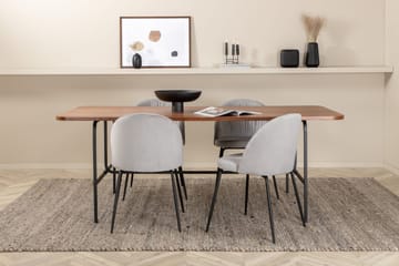 Unos Matgrupp 200 cm inkl 4 Foyos Stolar - Valnötsbrun/Svart/Grå - Möbler - Bord & matgrupp - Matgrupp