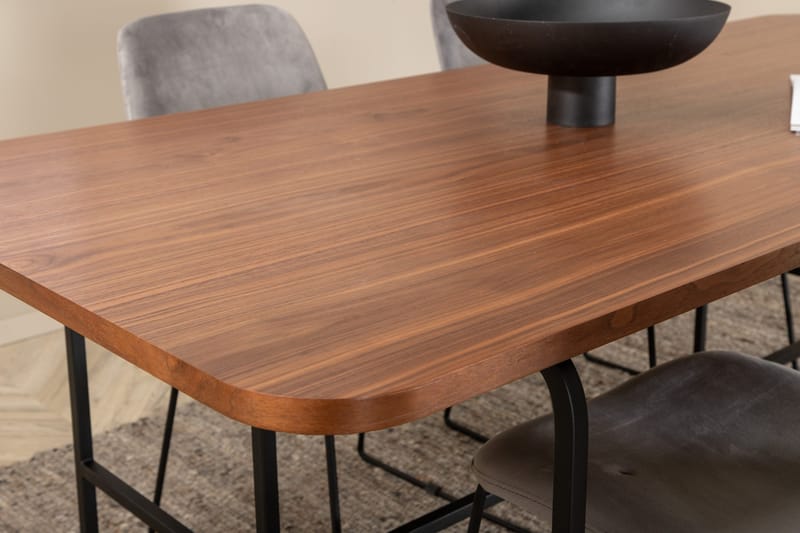 Unos Matgrupp 200 cm inkl 4 Jadraque Stolar - Valnötsbrun/Svart/Grå - Möbler - Bord & matgrupp - Matgrupp